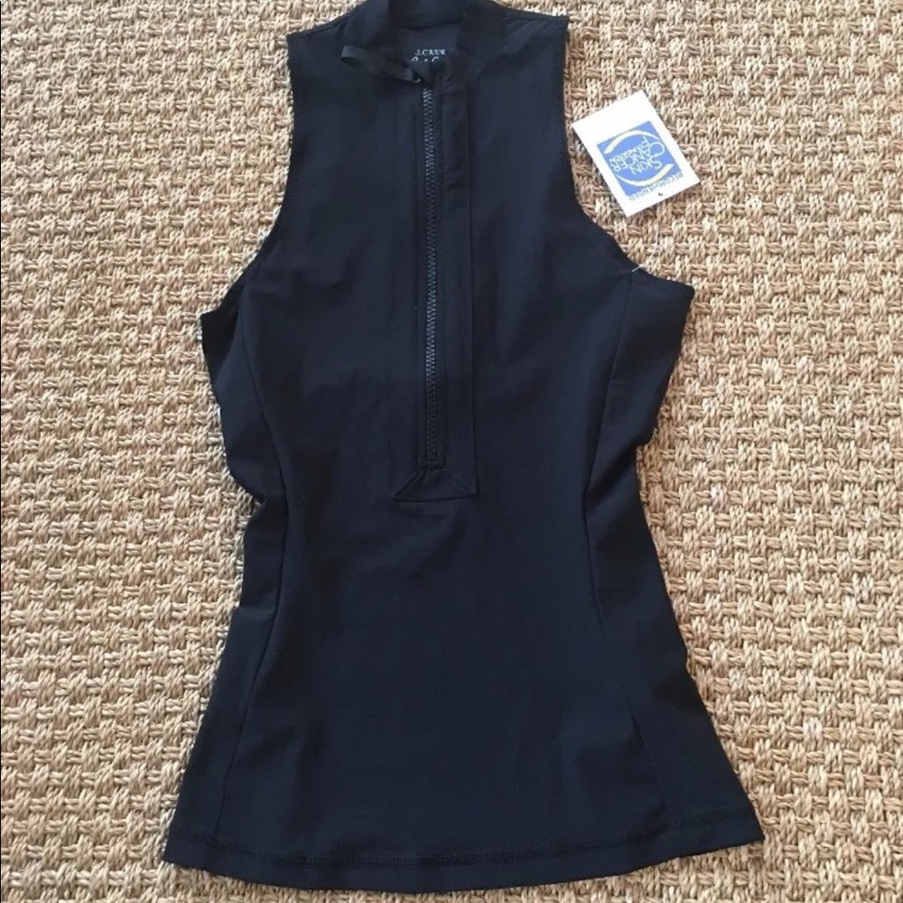 J. Crew Factory Black Sleeveless Swim Top with Front Zip